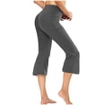 thumbnail image 5 of Women's Flare Capri Leggings Fold Over High Waisted Bootcut Yoga Pants Slim Fit Soft Capris Workout Lounge Legging, M, 5 of 7