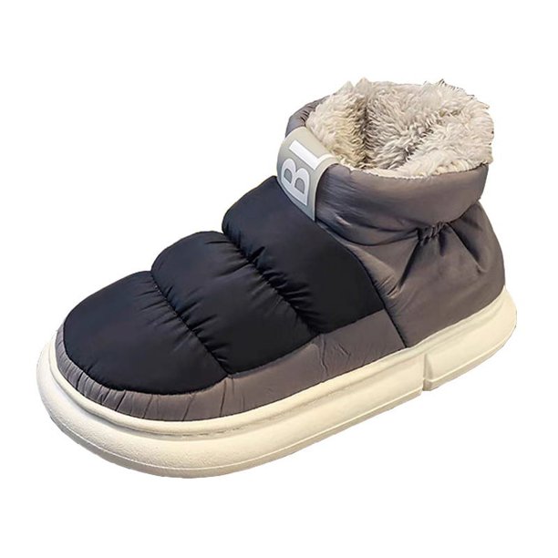 Zapatos de otoño e invierno de caña media alta con relleno de algodón y colores contrastantes para hombres y mujeres, para parejas, que usan felpa cálida