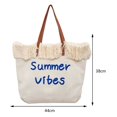 thumbnail image 2 of Bolso de hombro para mujer, bolsos de lona, ​​bolso de compras tejido con borlas (beige) Ehuebsd Para Estrenar, 2 of 8
