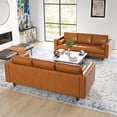 thumbnail image 5 of Base Mid-Century Modern Living Room Sofa in Tan Leather (Set of 2), 5 of 6
