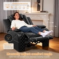 thumbnail image 2 of Recliner Chair, Power Reclining Single Sofa w/ LED Lights, USB Ports & Flip-Down Console, Breathing Leather Home Theater Seating for Living Room or RV, Black, 2 of 7