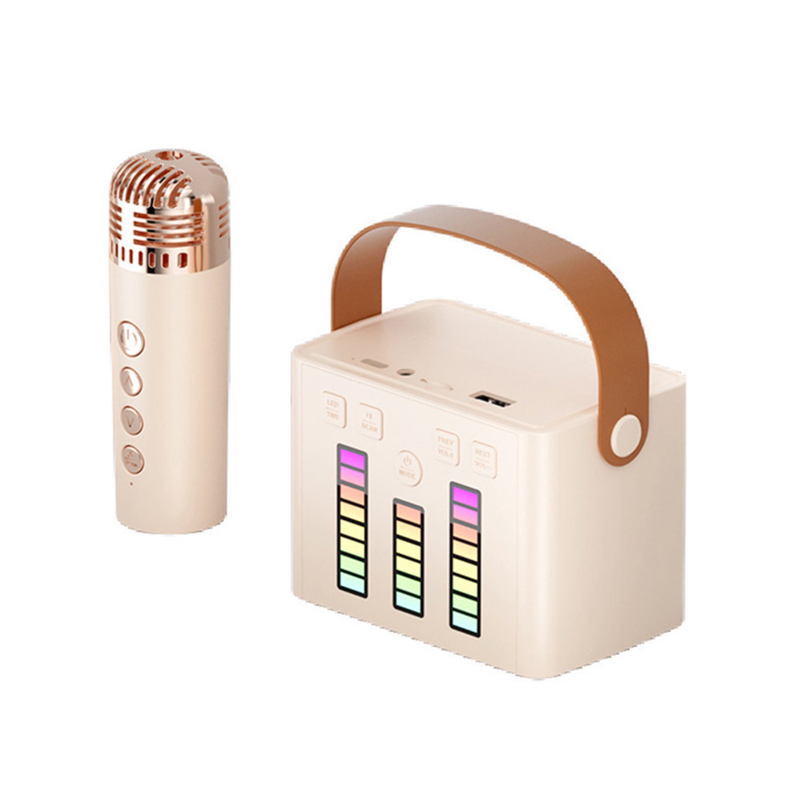 Nkmbld Bluetooth Speakers Wireless Karaoke Sound System with Microphone, Bluetooth Speaker LED Pickup Light, Multiple Light Transformations, Outdoor Speaker, Graduation Gift, White
