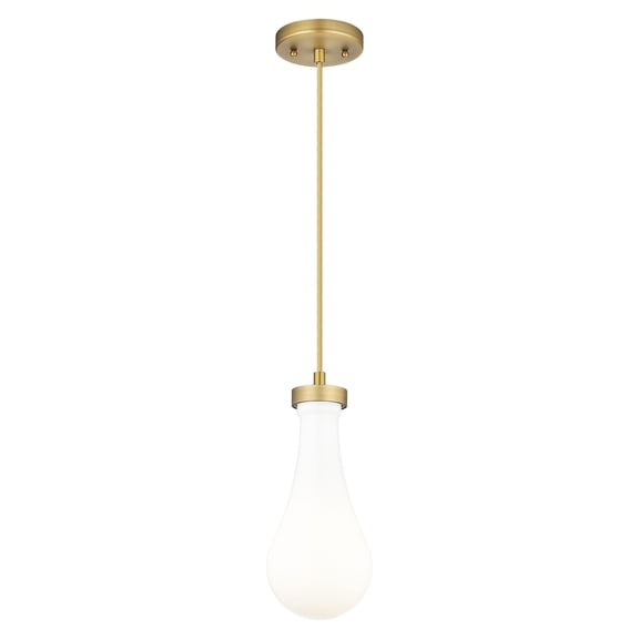 451-1P-BB-G451-5GWH Innovations Lighting Owego - 1 Light Cord Hung Pendant-12.13 Inch Tall and 5.13 Inch Wide-Brushed Brass Finish-Gloss White Glass