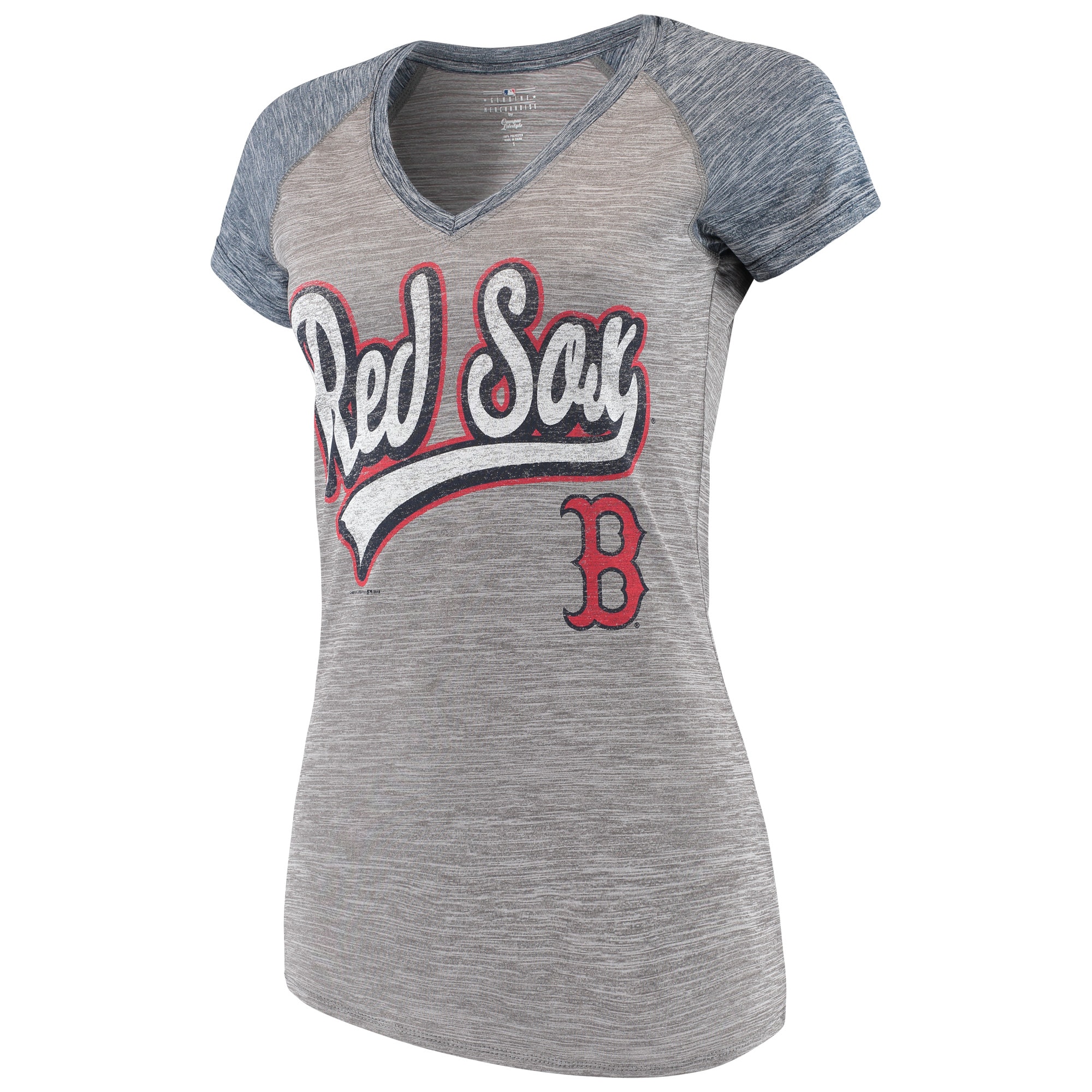 Women's New Era Gray Boston Red Sox Space Dye V-Neck T-Shirt - image 2 of 3