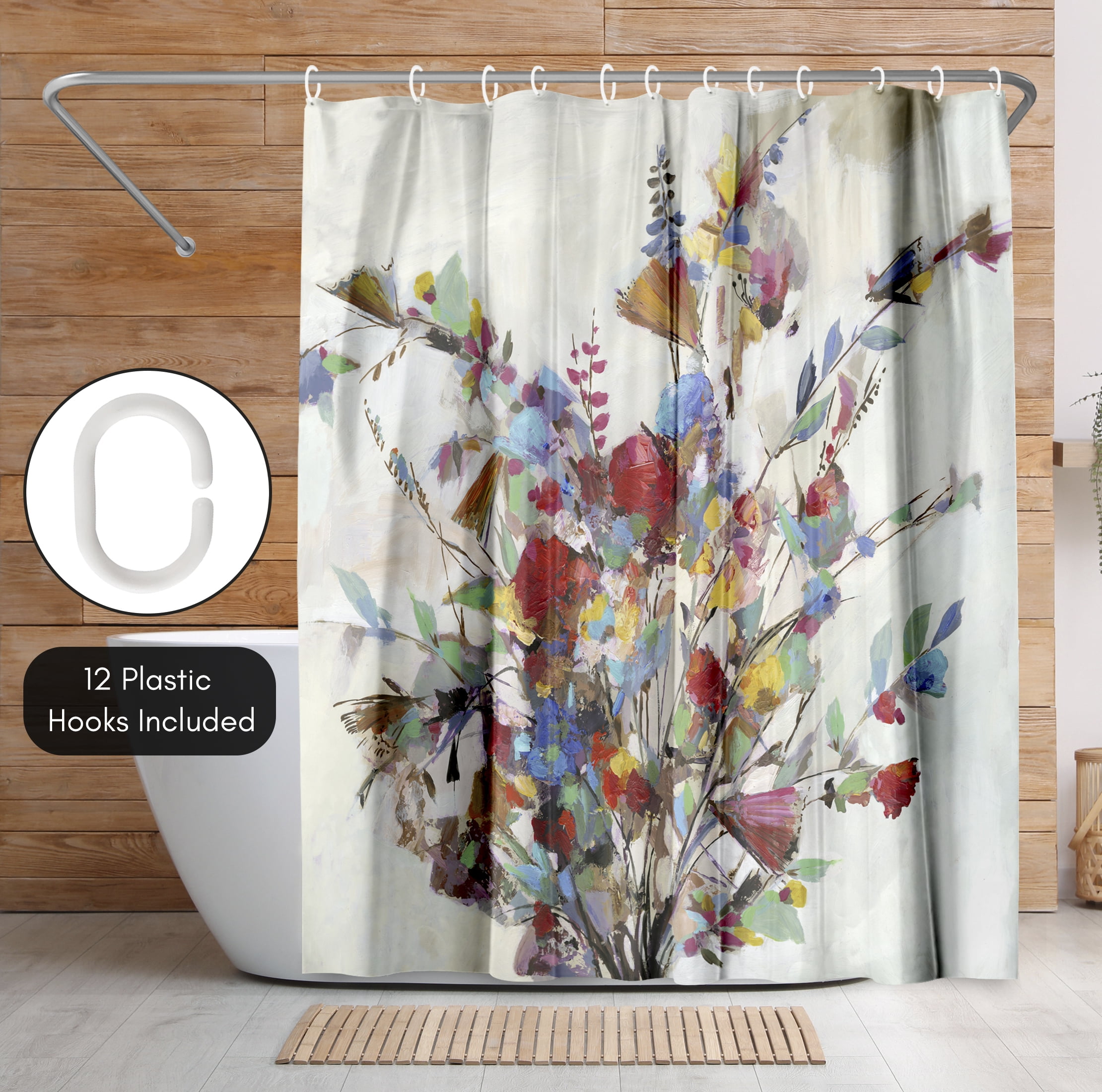 Americanflat 71" x 74" Shower Curtain, Spring Bouquet by PI Creative Art