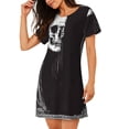 thumbnail image 2 of Balery Gothic Skull Drape Camisón de manga corta con cuello redondo para mujer, cómodo y elegante., 2 of 6