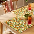 thumbnail image 4 of Green Orange Placemats Set of 12 Summer Botanical Leaves Watercolor Checkered Place Mats Indoor Wipeable Table Mats Washable Dining Table Placemats for Kitchen Holiday Party Home Decor 13x19 Inch, 4 of 9