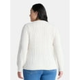 thumbnail image 3 of Terra & Sky Women’s Plus Cable Knit Sweater with Faux Pearls, Lightweight, Sizes 0X-5X, 3 of 6