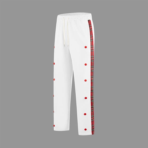 Pantalones largos de moda para hombre, casuales, de color sólido, con botones, cintura elástica, rectos, con pierna de cuerno, pantalones largos de poliéster para hombre.