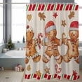 thumbnail image 4 of Christmas Shower Curtain Gingerbread Man Bathroom Curtains with Hooks, Waterproof Fabric Candy Cane Linen Red Stripes Bath Shower Curtains Set for Bathroom Bathtubs Xmas Decor 72x72 Inch, 4 of 9
