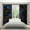 thumbnail image 2 of WNOOHIY Fashion Abstract Geometry Future Style Square Cube Privacy Light-filtering Window Curtains for Bedroom and Living Room, 2 Panels, 2 of 8