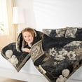 thumbnail image 4 of Homewish Skull Black Cat 7-Piece Twin Bedding,Vintage Flowers Bedding Comforter Set,Cream Black,Halloween Bed Set,Black Reversible, 4 of 8