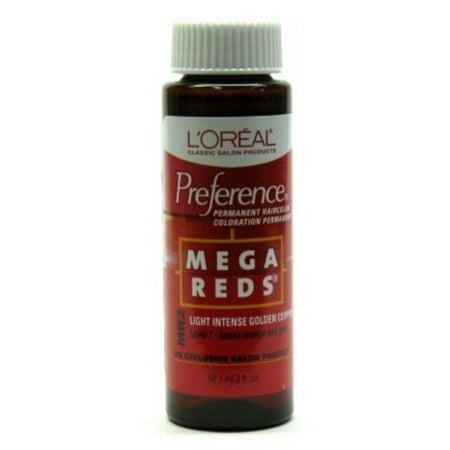 L'Oreal Preference # MR2 Mega Red-Light Intense Gold Copper (Case of 6), Permanent haircolor in 8 vibrant red shades with intense pure red highlights. By LOreal