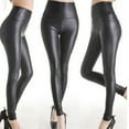 thumbnail image 2 of Black and Friday Deals 50% Off Clear! asdoklhq Plus Size Pants for Women,Women's Faux Leather Leggings High Waist Trousers Tight Treggins Look Hip High, 2 of 9