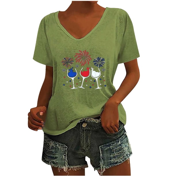 Camisetas de Cuello Redondo Impreso Gradiente de las Mujeres, Manga Corta Casual Top para el Uso Diario