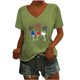 thumbnail image 1 of Camisetas de Cuello Redondo Impreso Gradiente de las Mujeres, Manga Corta Casual Top para el Uso Diario, 1 of 5