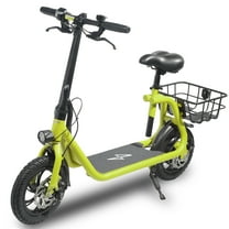 Phantomgogo Commuter R1 - Electric Scooter for Adults - Foldable Scooter with Seat & Carry Basket 15MPH 265lbs Max Load E Mopeds for Adults (Neon)