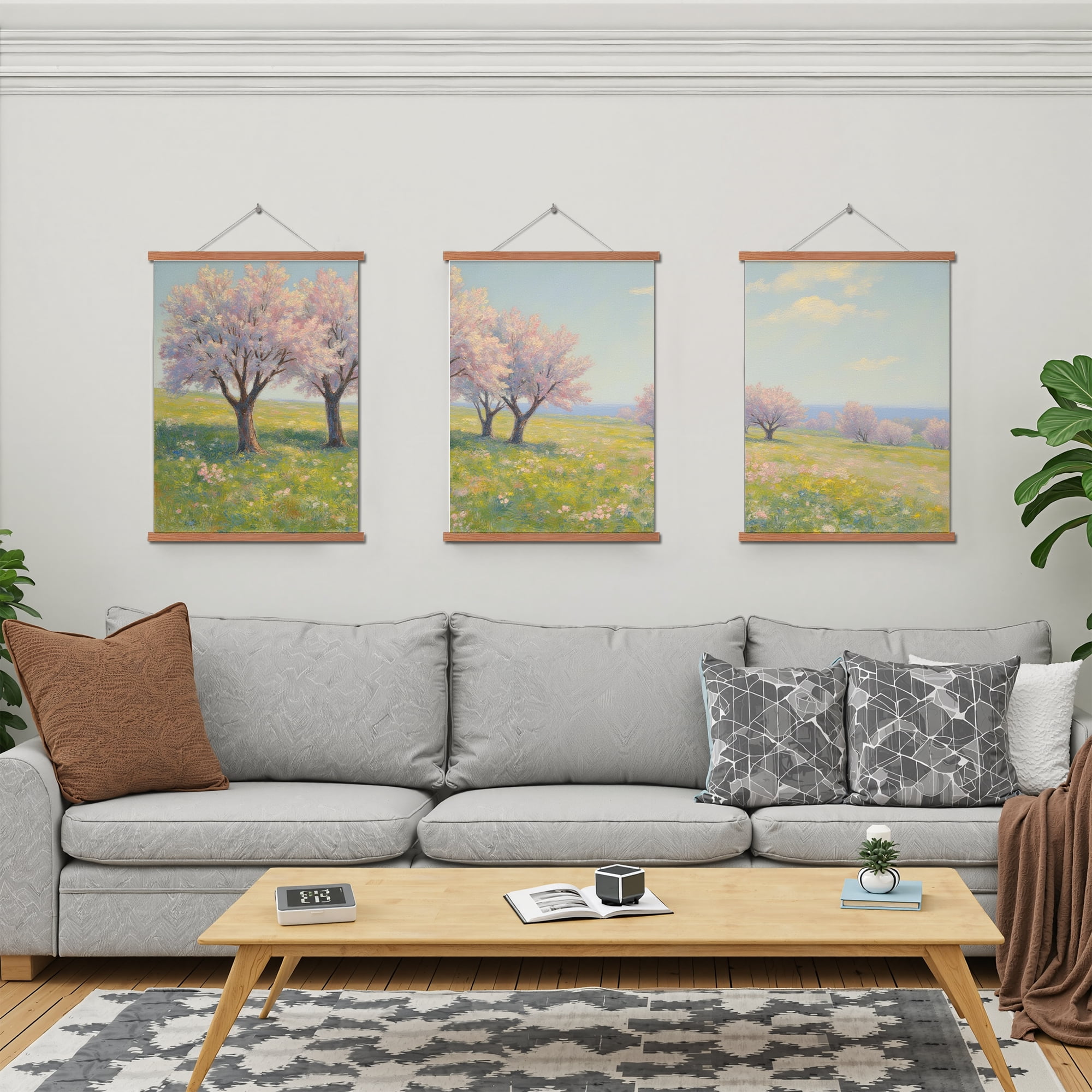 MAYEERTY Modern Abstract Wall Art Painting, Living Room Decor, Brown Hanging Rod Frame, 15.7"x11.8"