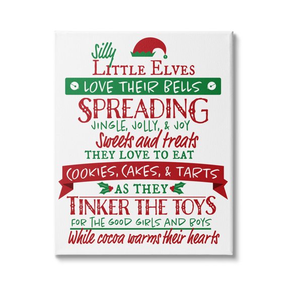 Stupell Indtries Silly Little Elves List Festive Christmas Phrases,36 x 48,Design by Hugo Edwins