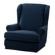 thumbnail image 3 of Funda elástica de poliéster para silla de ala, funda elástica para silla, funda suave de para sofá, muebles Azul oscuro Macarena Funda de silla de punto elástico, 3 of 8