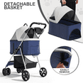 thumbnail image 5 of MoNiBloom 4 Wheel Foldable Dog Pet Stroller with Cup Holder, Navy Blue, 5 of 14