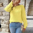 thumbnail image 6 of Fashion Crochet Pullover Women's Top Hollowout Pattern Long Sleeve Crewneck Knitwear Plain Sweater Work Leisure Wear, 6 of 7