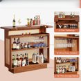 thumbnail image 5 of Modern Farmhouse Bar Cabinet with Wine Rack and Stemware Holder 47 Inch Rattan Weave Home Bar Table Liquor Storage for Living Room Dining Room Basement Entertainment Center Pub Style Furniture, 5 of 7