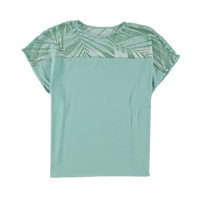Alfani Womens Printed Velvet Dolman Blouse mint S
