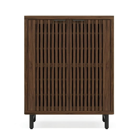 Spaco 6-Tier Wooden Shoe Cabinet with Louvered Doors & Adjustable Shelves, Sleek and Modern Shoe Cabinet for Indoor as Home, Office, Dark Walnut