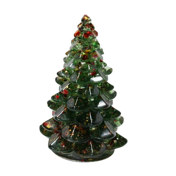 Infidev Natural Crystal Crushed Stone Resin Christmas Tree, Handcrafted Tabletop Decoration, Blue Ocean Theme for Living Room, Festive Gift, Tropical Holiday Décor