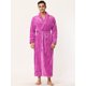 thumbnail image 2 of Albornoz de franela para hombre, color sólido, ropa de dormir, manga larga, kimono, chal de felpa Rosa roja M Unique Bargains Pijama, 2 of 5