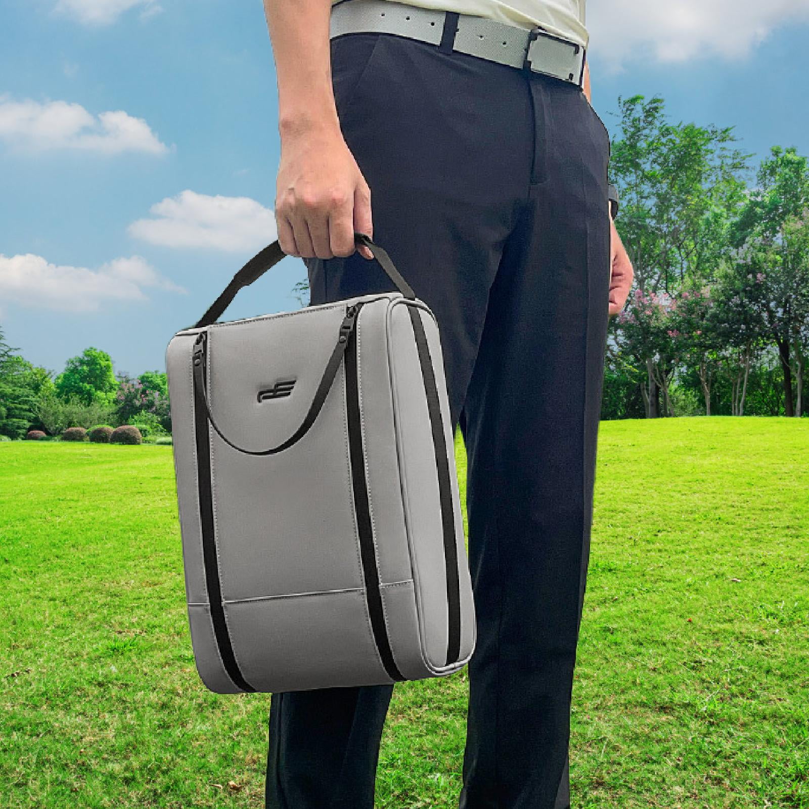 Golf Shoe Bag Organizer Carrier PU Leather Lightweight Design for Adult Travel Gym Sports Use