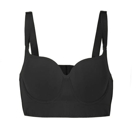 TQWQT Push Up Bra for Women Padded T Shirt Bras No Underwire Plunge Black 44A