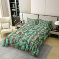 thumbnail image 2 of Rustic Lodge Cotton Duvet Cover Twin Size,Farmhouse Woods Teal Camouflage Camo Bedding Set with 1 Pillow Sham,Jungle Trees Brown Maple Leaves Nature Comforter Cover(No Filler),2 Pcs, 2 of 6