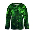 thumbnail image 4 of St. Patrick's Day Green Cardigan for Women Lucky Shamrock Pattern Sweaters Y2k Button Down Long Sleeve Knit Cardigans Open Front Sweaters Coat, 4 of 5