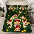 thumbnail image 2 of Manfei Cartoon Christmas Cabin Twin Sheet Sets for Kids, Winter Xmas Tree Twin Fitted Sheet, Dreamy Fairy Tale Flat Sheet, Lightweight Room Decor, 3pcs, 2 of 7