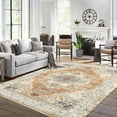 thumbnail image 2 of ZACOO 5' x 7' Area Rug Vintage Distressed Area Rugs Machine Washable Carpet Rug Anti-Slip Stain-Resistant Rug for Living Room Bedroom, Brown, 2 of 8