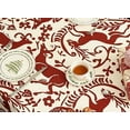 thumbnail image 4 of Fennco Styles Red Deer and Floral Pom Pom Christmas Tablecloth 56" W X 56" L - Cotton Blend Festive Table Cover for Winter Holidays, Banquets, Family Gatherings and Special Occasions, 4 of 4