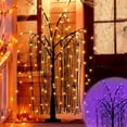 thumbnail image 4 of [ ] Halloween Tree FT Spooky Trees with LED Purple Lights Bats Battery Operated Small Tabletop Twig Centerpiece Tree with Timer for Halloween Decorations Indoor, 4 of 9