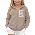 thumbnail image 7 of NAISIBABY Girls' Fleece-Lined Sweatshirt – Solid Color Long Sleeve Hooded Zip-Up Casual Jacket Khaki Size 9, 7 of 7