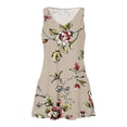 thumbnail image 4 of Sakmal Floral Sundresses for Women 2024 Comfy Loose Fit Sleeveless Comfort Fit Beige Mid-Length Slip Dress, 4 of 6