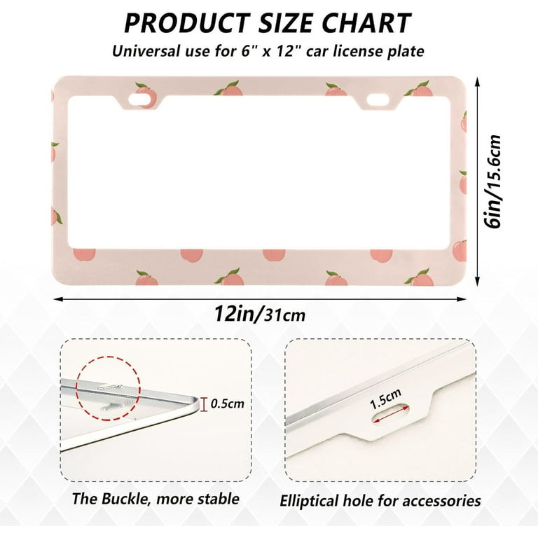 Personalized Stainless Steel License Plate Frame - 12" X 6", 2 Holes, Custom Text Any Name Or Quote (Pink)