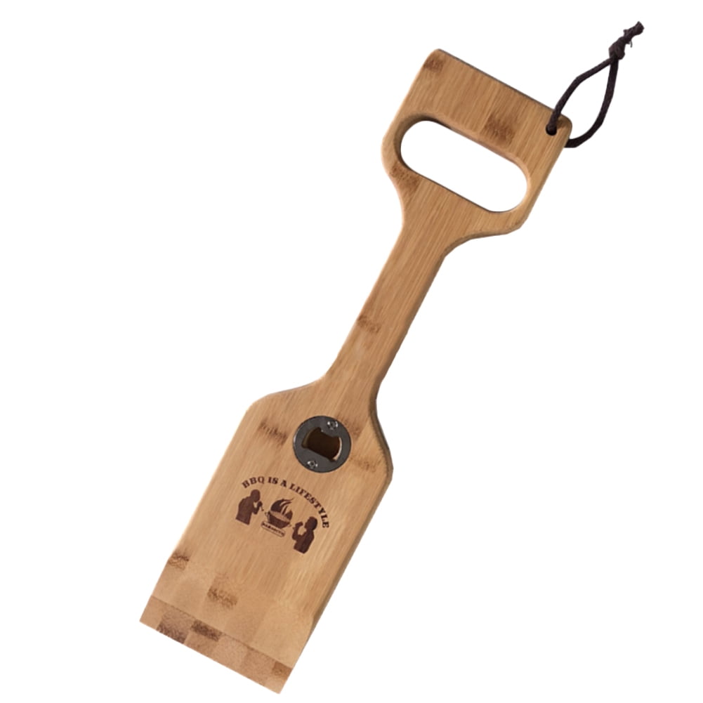 LeKing Wooden Grill Scraper BBQ Grill Cleaner with Wine Opener Barbecue
