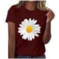 thumbnail image 2 of Womens Round-Neck Blouses Short Sleeved T Shirts Daisy Flower Print Top, 2 of 4