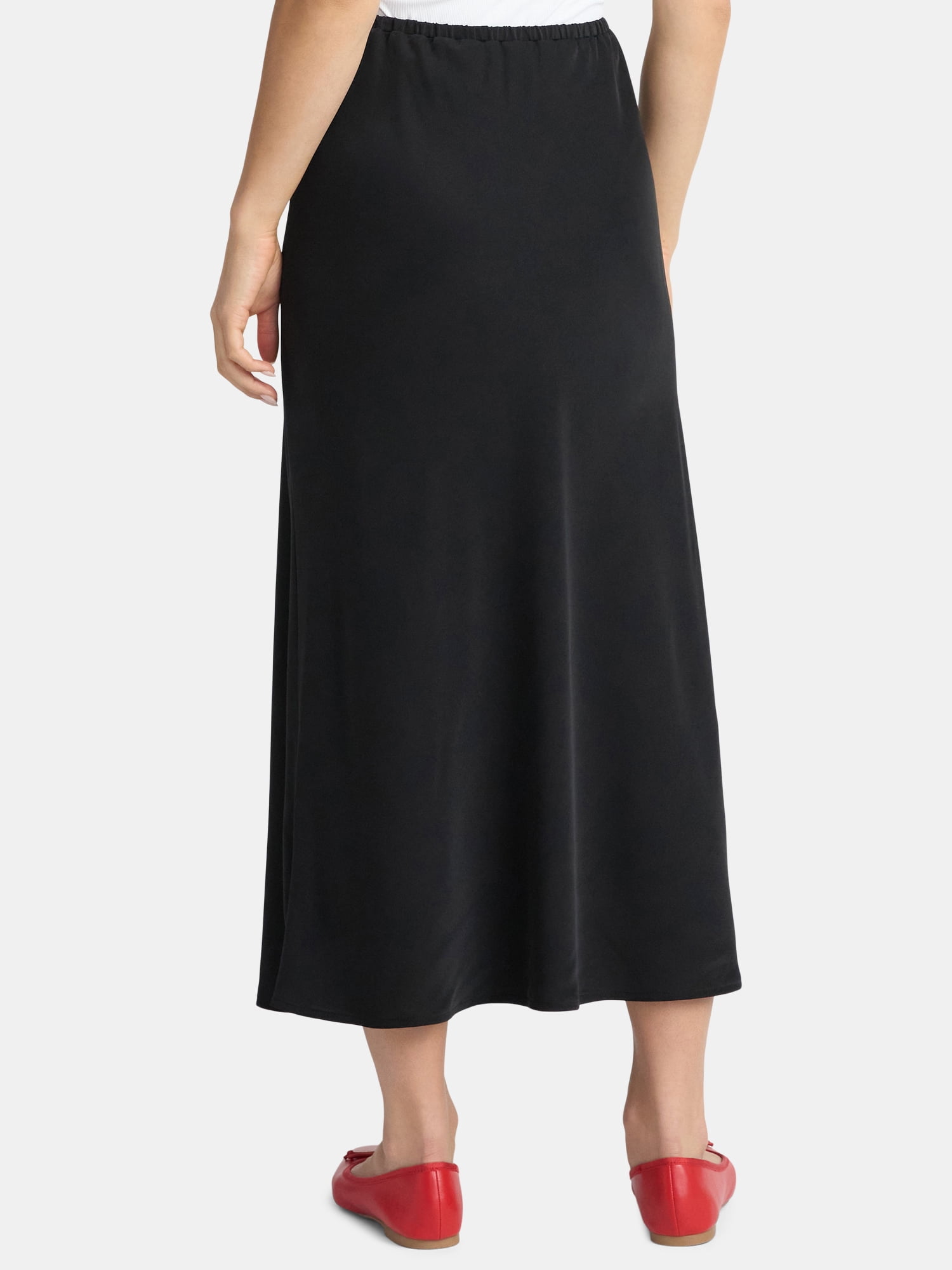 Time and Tru Women's Midi Pull On Slip Skirt, Sizes XS-XXXL
