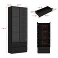 thumbnail image 7 of KULAGAGA Bookcases Organizer with LED Lights, Heavy Duty Display Cabinet with Glass Door and 2 Drawers for Living Room, 31.5" Wide, 7 of 7