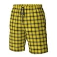 thumbnail image 6 of Uemuo Yellow Checkered Plaid Pattern Men's Swim Trunks Hawaiian Beach Bathing Suit Swimsuits Beach Quick-Dry Shorts with Pockets-, 6 of 9