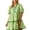 Green, variant on Women's Floral Print Puff Sleeve Tiered Babydoll Dress – V-Neck Color Block Trim Summer Beach Vacation Mini Dress Pink,L