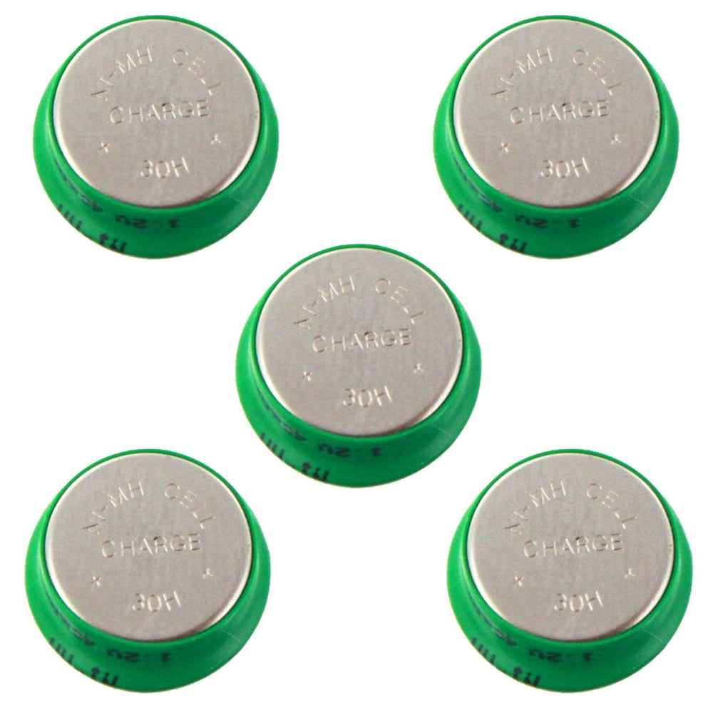 5pc Button 40mAh Rechargable 1.2V NiMH Flat Top Batteries FAST USA SHIP ...