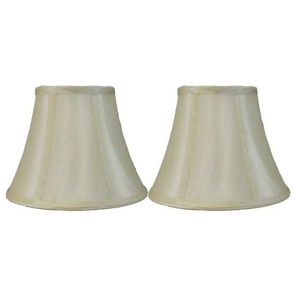 Faux Silk Bell Lamp Shade, 5 inch Top, 9 inch Bottom, 7 inch Slant Cream Set of 2